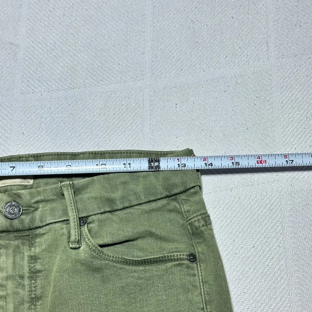 Mother High Waisted Looker Ankle Fray Jeans Womens 28 Stretch Military Green